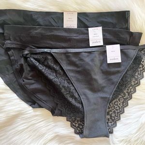 AUDEN Set of 3 black bikini panties size Large